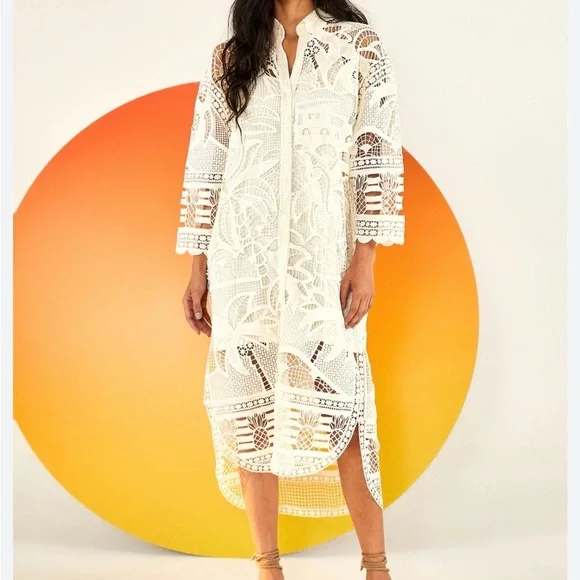 FARM Rio Guipure Lace Shirt Dress - Picture 5 of 6